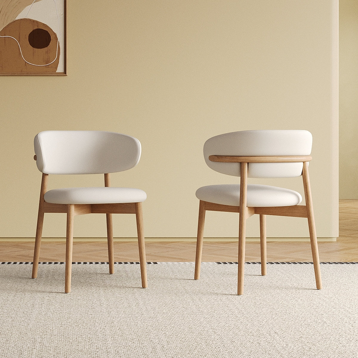 Masha Mid-Century Modern Faux Leather Dining Chairs Set of 2 – White