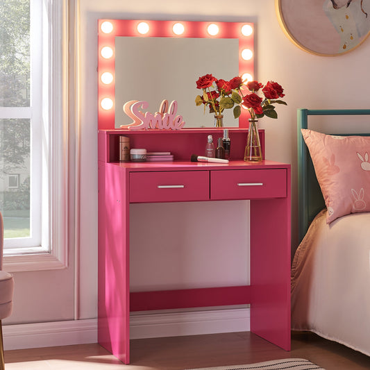 Celandine Contemporary Vanity Set with Mirror, Rose Pink