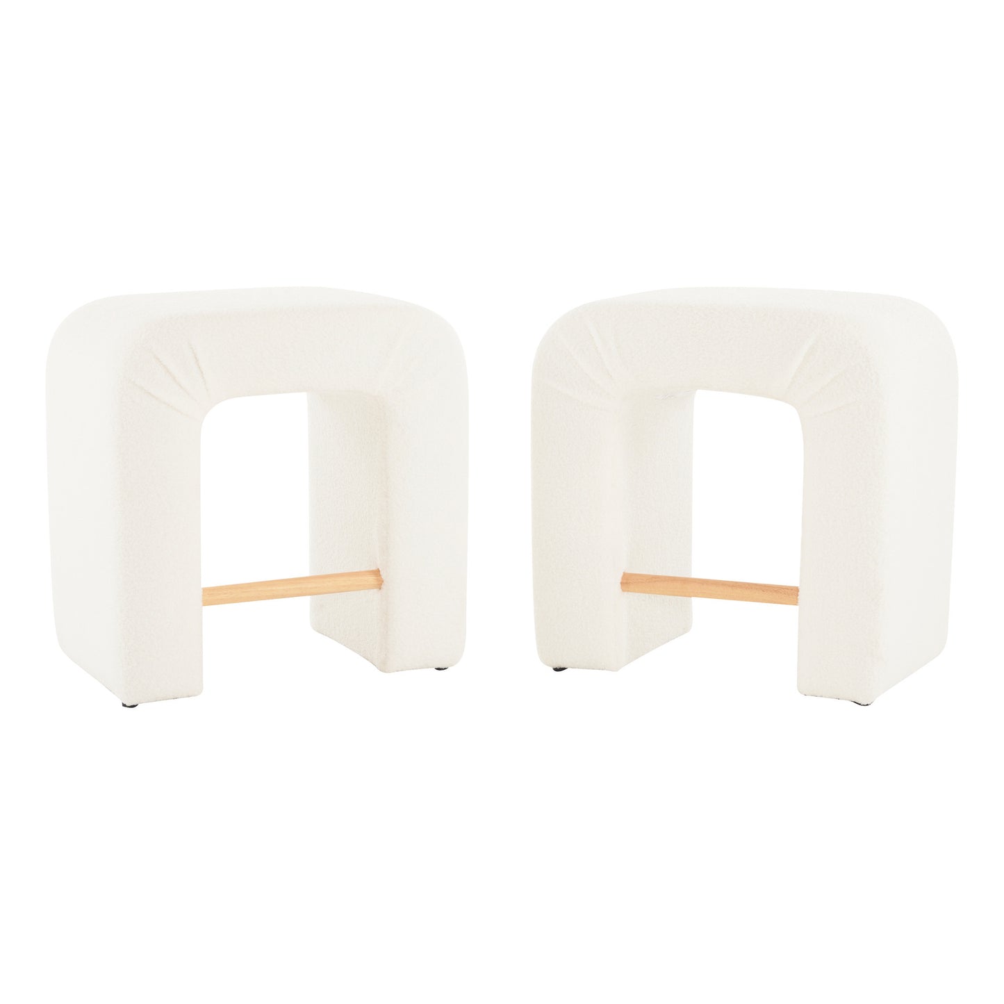 Caspian 24” Counter Height Bouclé Stools (Set of 2) - White