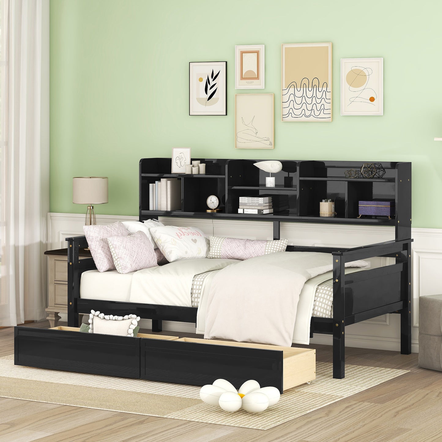 Grover Twin Bookcase Daybed with Trundle, Espresso