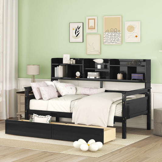 Grover Twin Bookcase Daybed with Trundle, Espresso