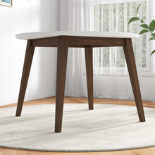Brown and White Round Solid Wood Dining Room Table with Brown Wood Base - detail view 6