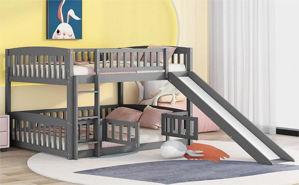 Bunk Bed with Slide - Gray - detail view 4