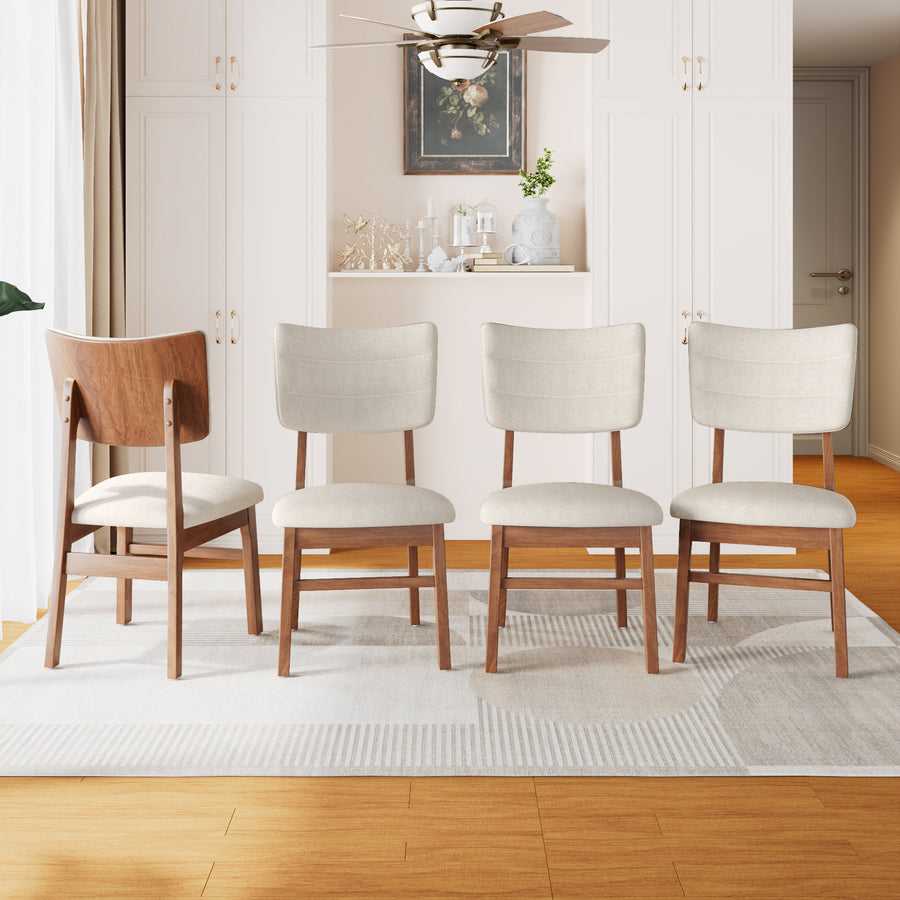 Upholstered Dining Chairs Set of 4 - Beige,brown - primary color shot