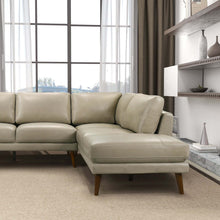 Benson Beige Leather Sectional Sofa with Right Facing Chaise Mid-Century Modern Design - detail view 4
