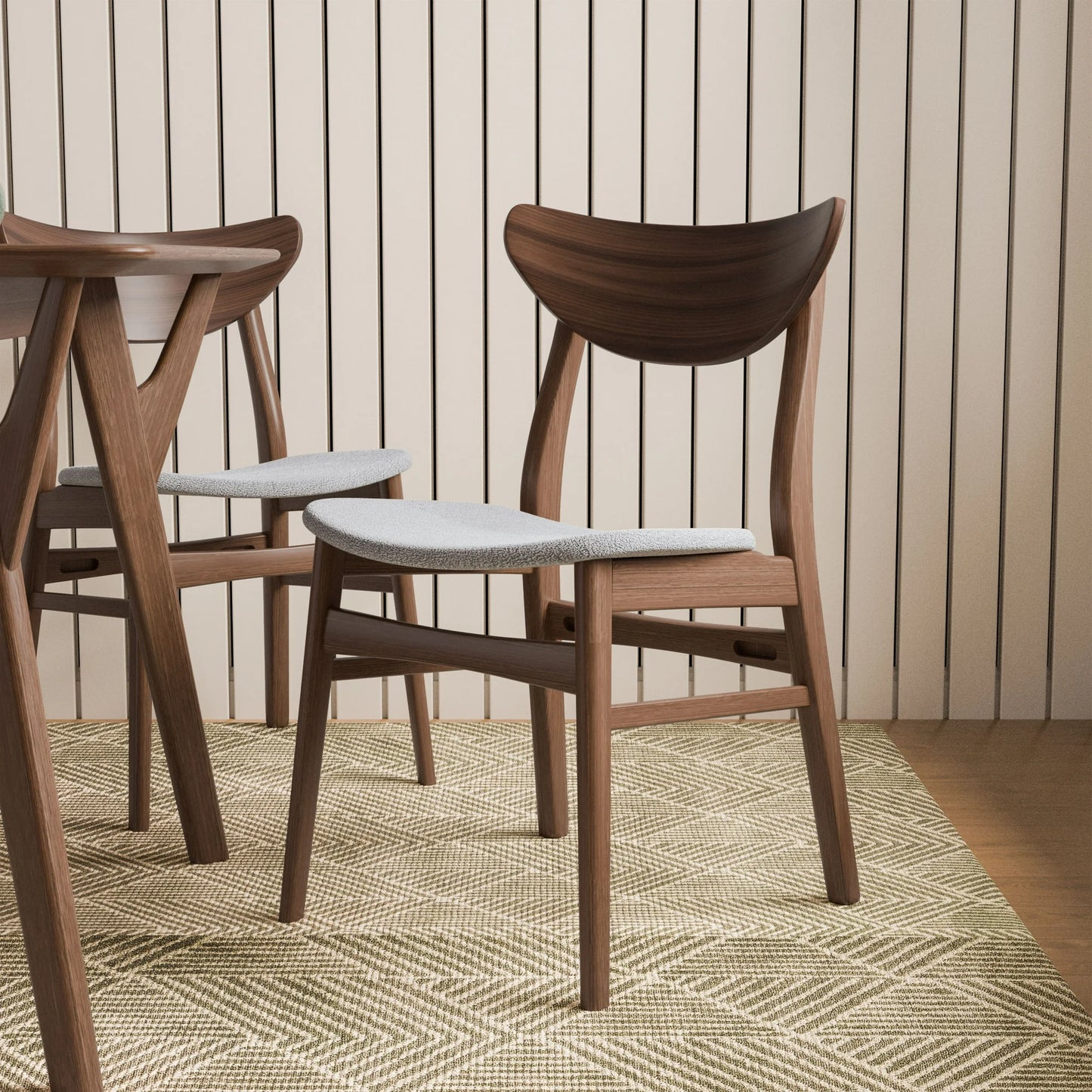 Skien 5PC Mid-Century Modern Dining Set in Walnut