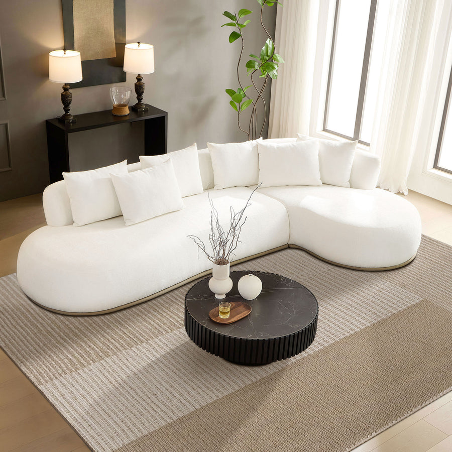 134.63'' Oversized L-Shape Sectional Sectional Sectional with Right-Facing Chaise Beige Sectional with Deep Seat - detail view 2