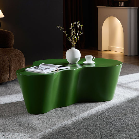 50" Unique Shape Coffee Table Sturdy Fiberglass Tea Table - Green - primary color shot