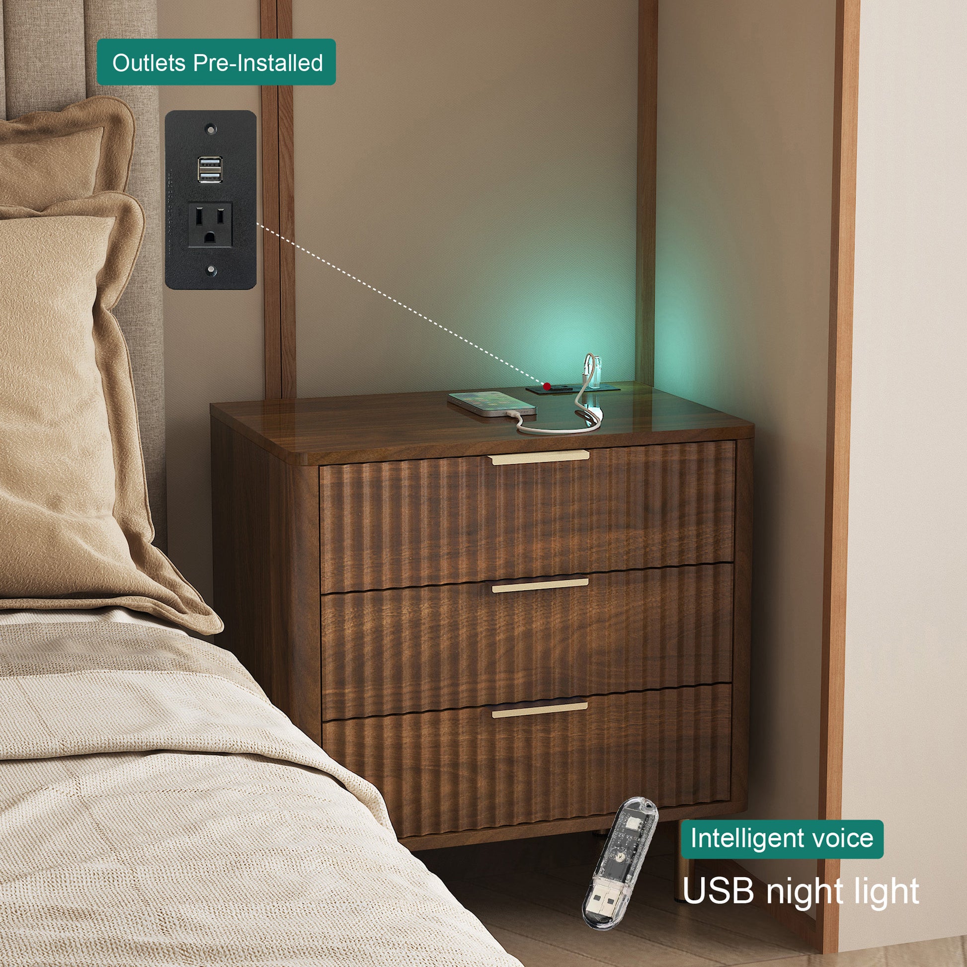 Nightstand with Charging Station - detail view 2