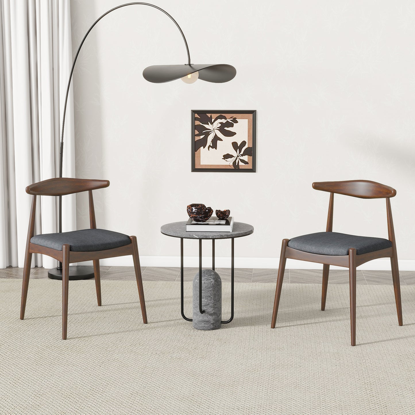 Carmine II Walnut & Charcoal Dining Chairs (Set of 2)