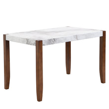 46.5' Modern Dining Table, Rectangular Faux Marble Style Table with Sturdy Wood Legs, Easy to Clean Rectangular Kitchen Table for Dining Room - detail view 6