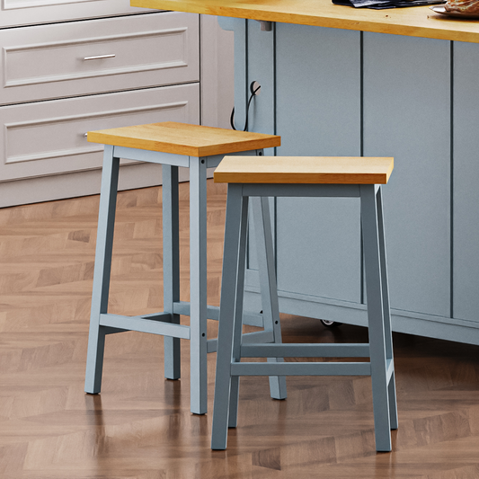 K&k Solid Wood Bar Stools (not Cheap Iron) - Grey & Blue - primary color shot