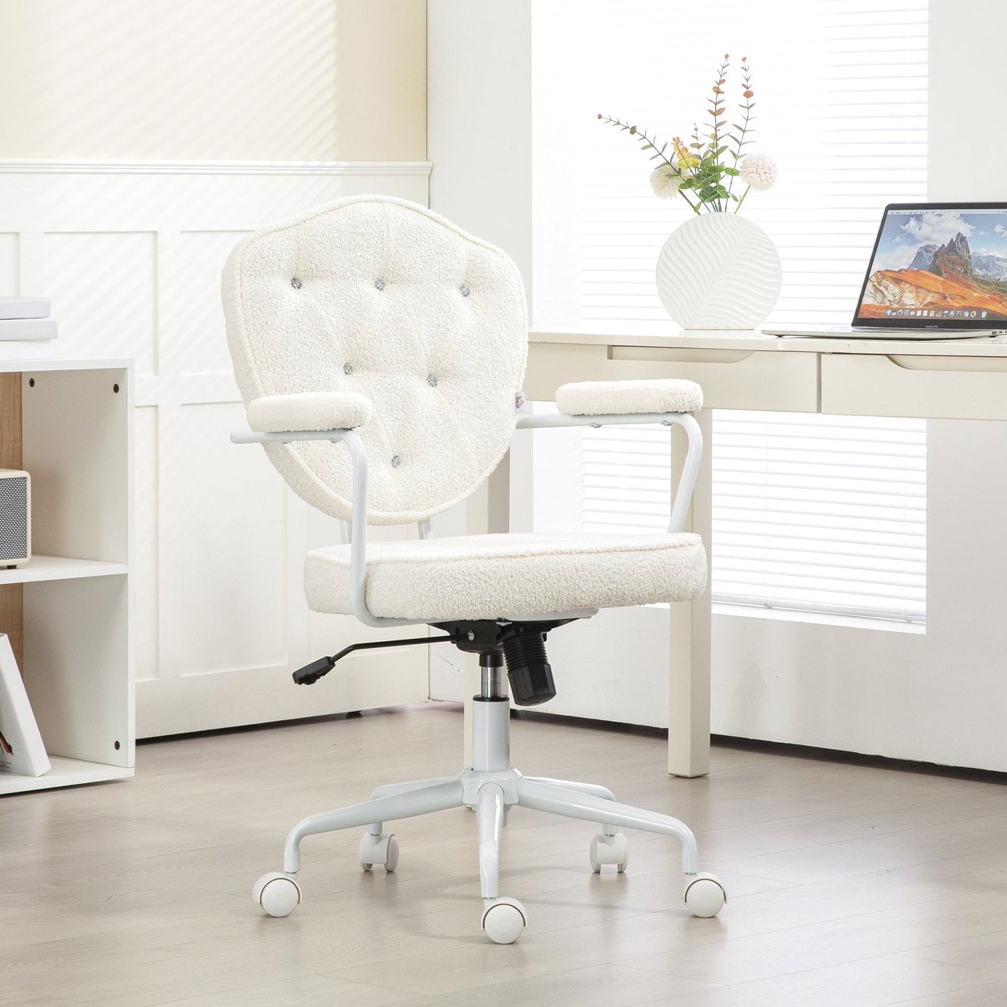 Vale Teddy Fabric Button Tufted Office Chair, Gray