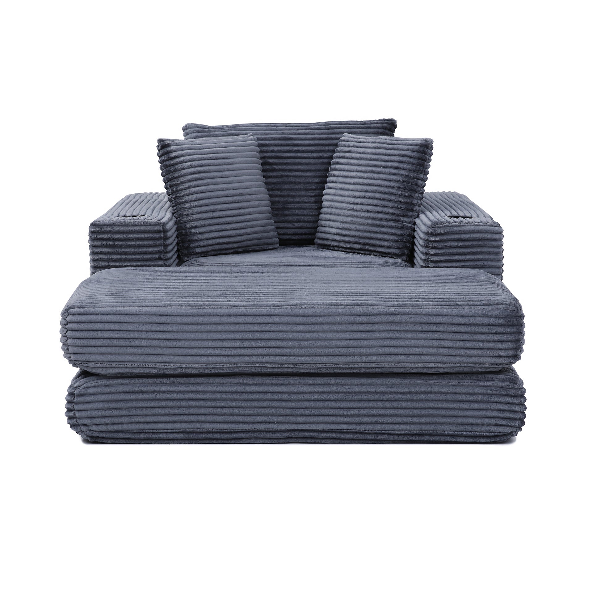 52" Boneless Chaise Lounge Chair Indoor-Oversized Cloud-Like Cozy Comfy Modular 3-in-1 Sofa Bed for Reading - Grey - detail view 6