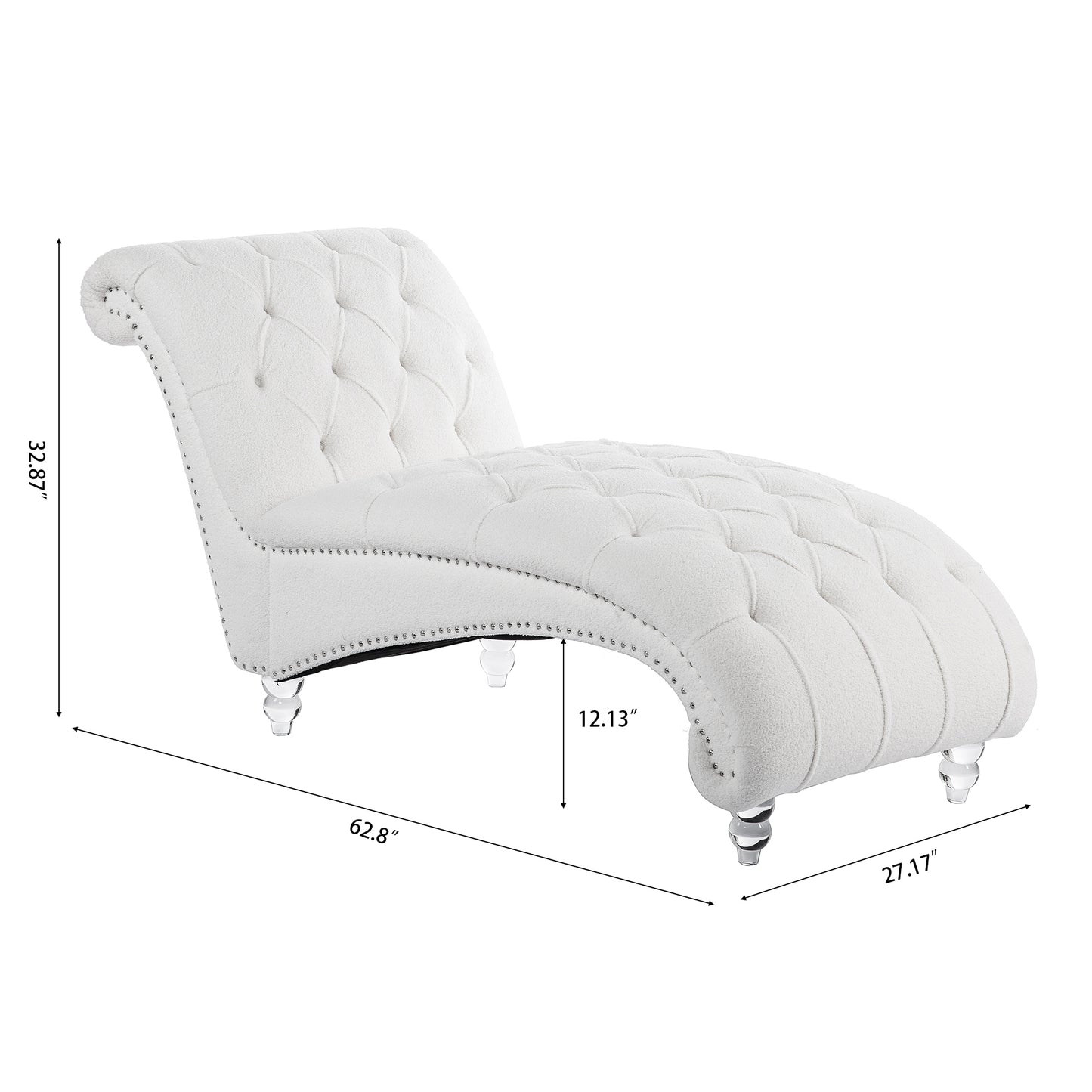 Tufted Armless Chaise Lounge - White - detail view 8