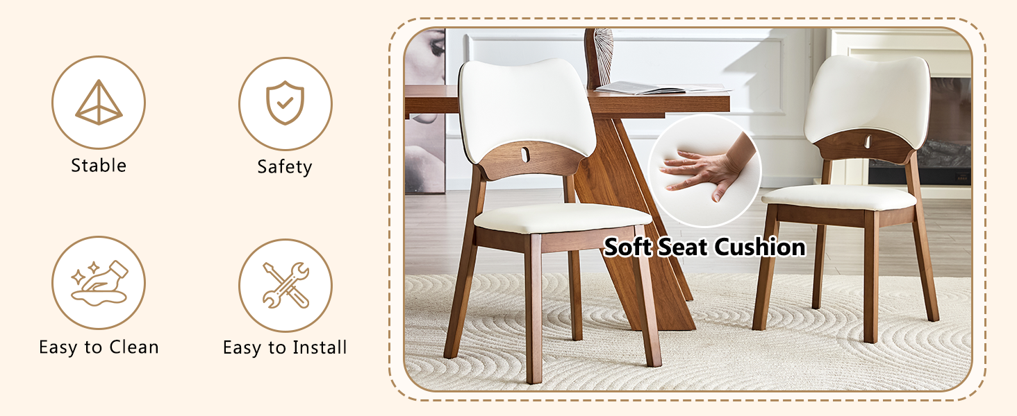 White Wood Dining Chairs with Wood Legs (set of 2) - detail view 8