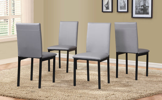 Noyes Faux Leather Seat Metal Frame Dining Chairs, Set of 4, Gray