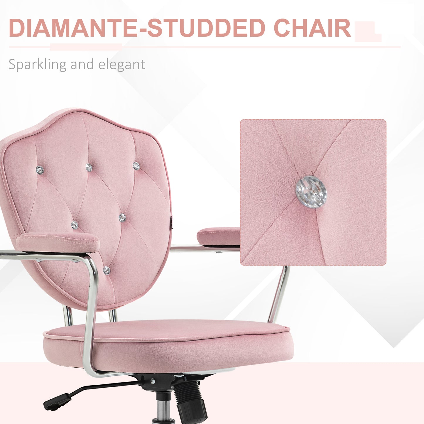 Vale Velvet Button Tufted Office Chair, Pink