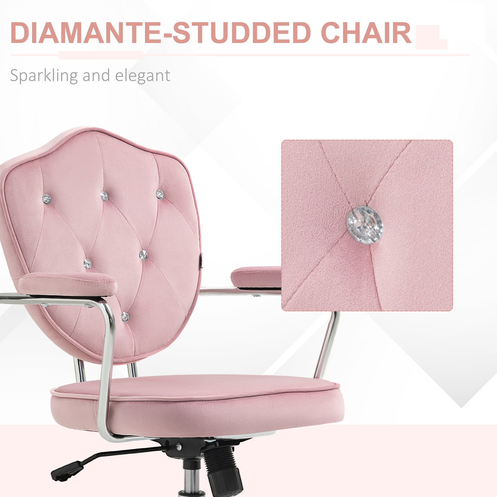 Vale Velvet Button Tufted Office Chair, Pink