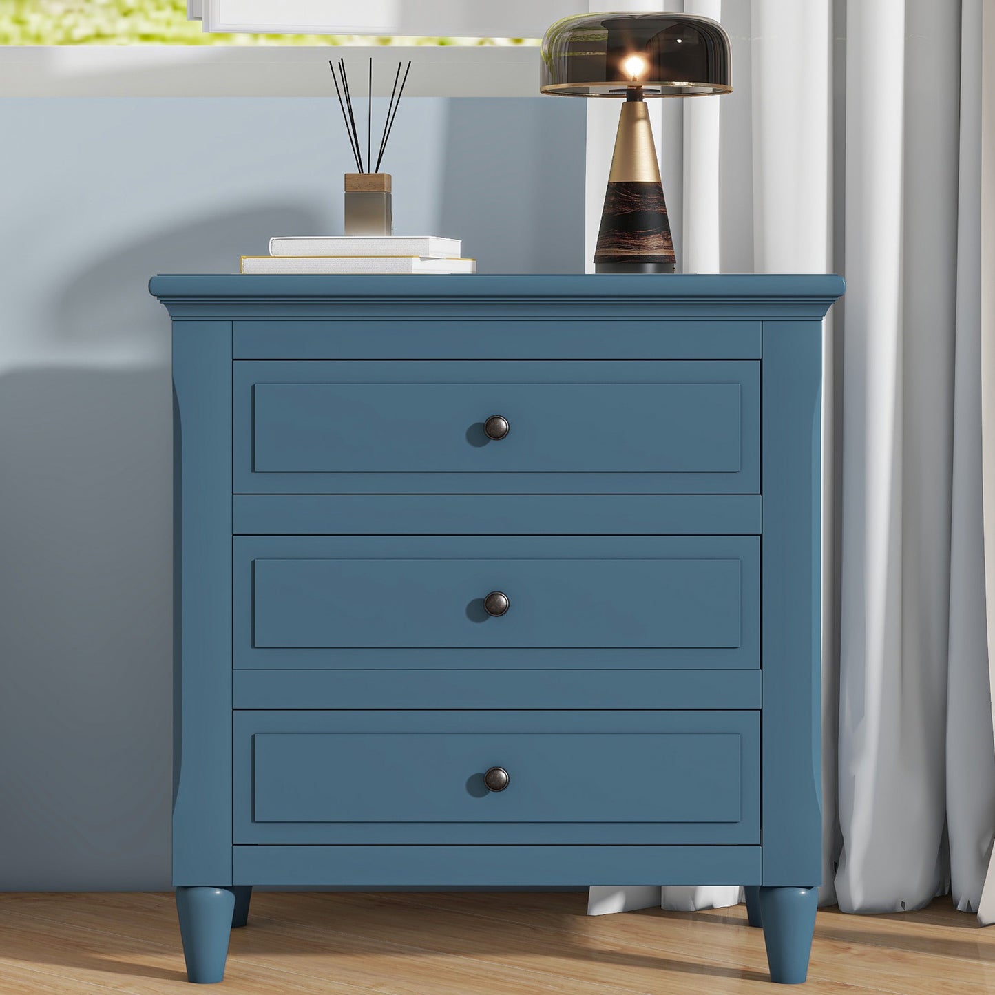 Blue Glider Nesting Tables with Wood Legs - primary color shot