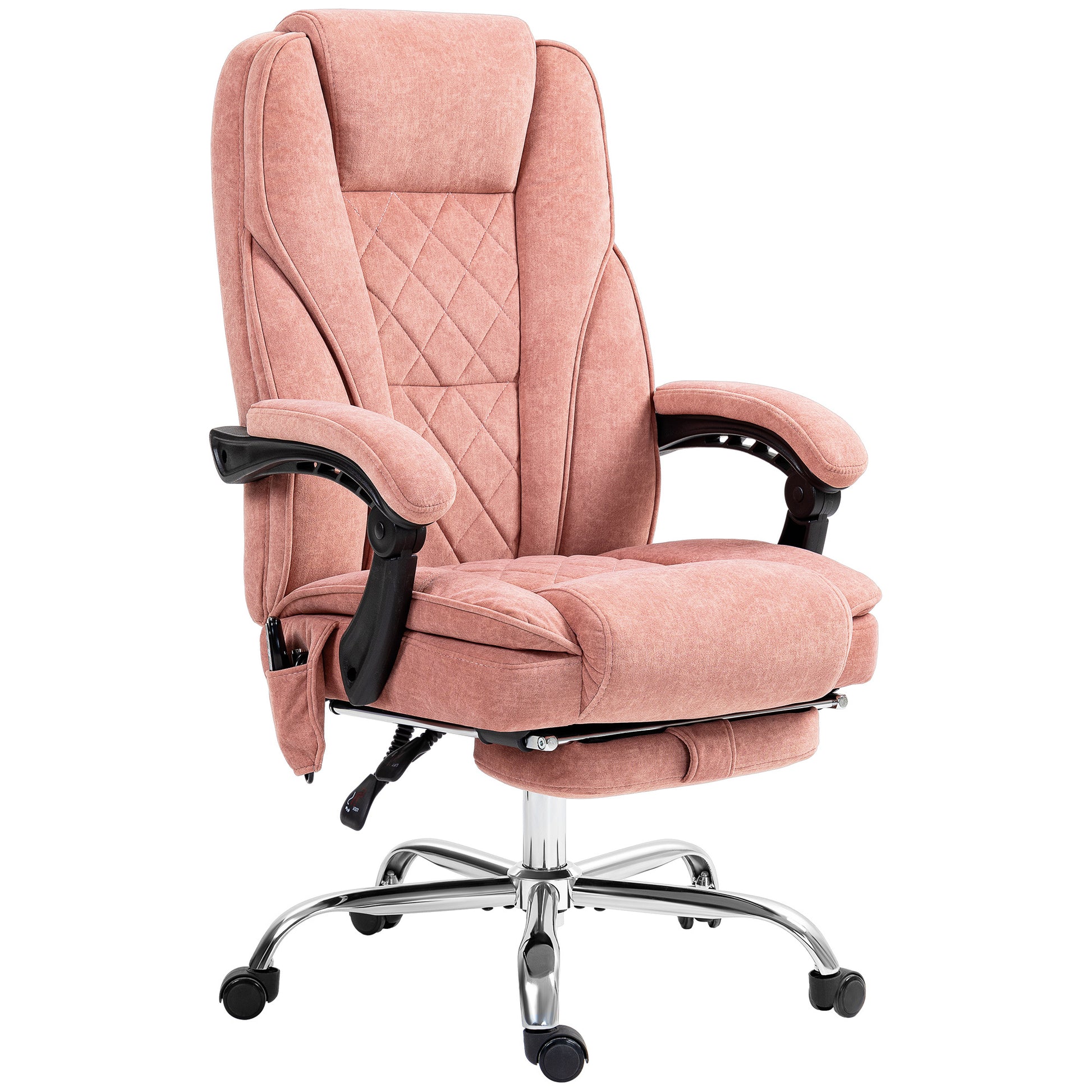 Vinsetto Massage Office Chair with Foot Rest, Executive Office Chair with 6 Vibration Point and Heat, Pink