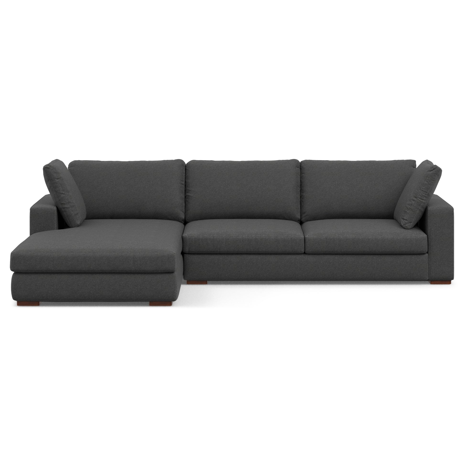 Charlie Deep Seater Left Sectional Sofa in Pebble Grey Performance Fabric with Solid Wood Frame, 122-Inch Wide, 8-Inch Thick Cushions - detail view 7