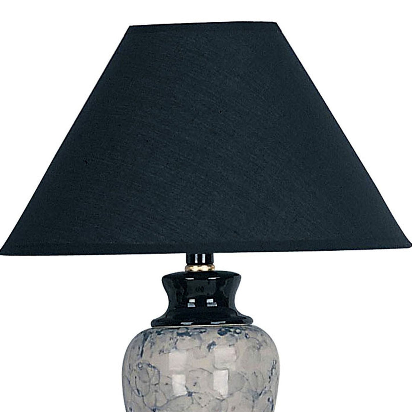 13' Tall Ceramic Table Lamp, Urn-Shaped with Black finish, Linen Shade