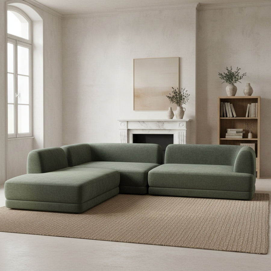 115' Modern L-Shaped Sectional Sofa with High-Density Fully Compressed Sponge and Chaise Lounge, Deep Seating 3-Piece Set, Fully Assembled Right Hand Facing - primary color shot