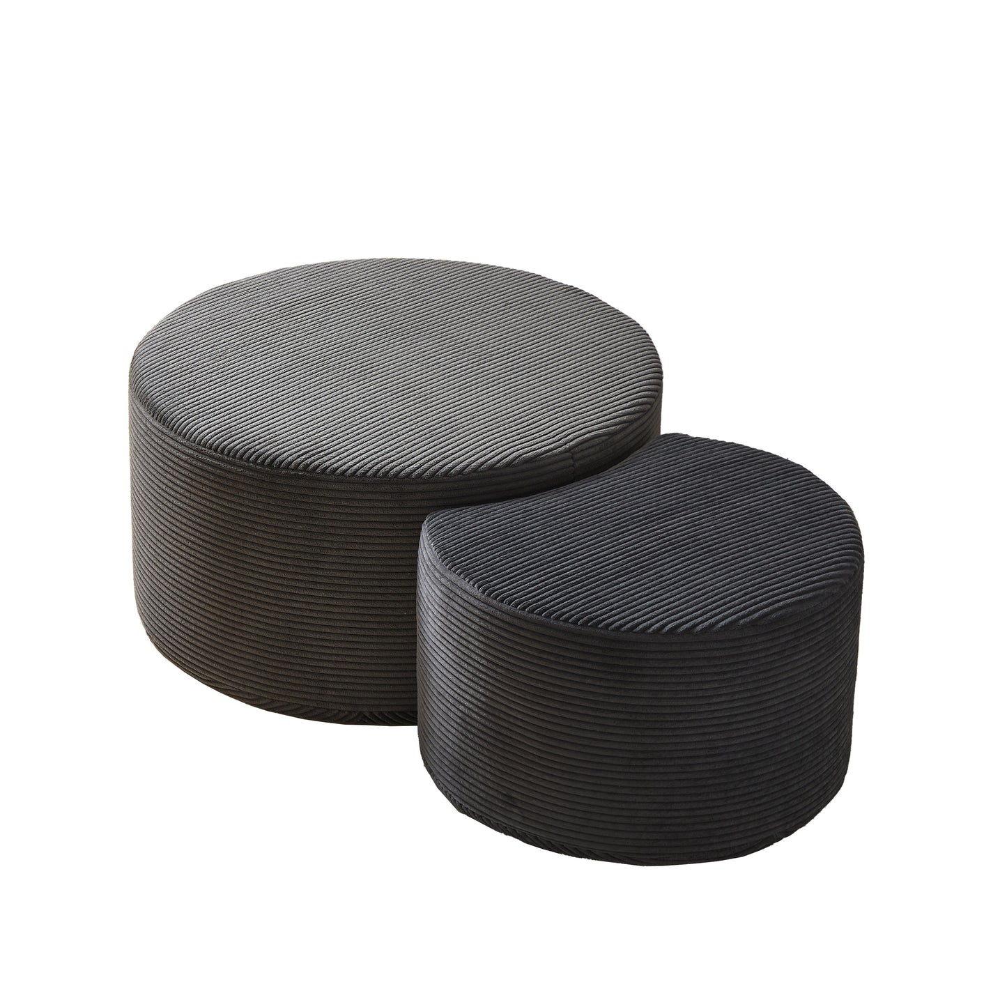 Black Corduroy Nesting Tables with Black Legs - primary color shot