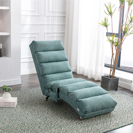 Teal Linen Chaise Lounge with Silver Legs - detail view 4