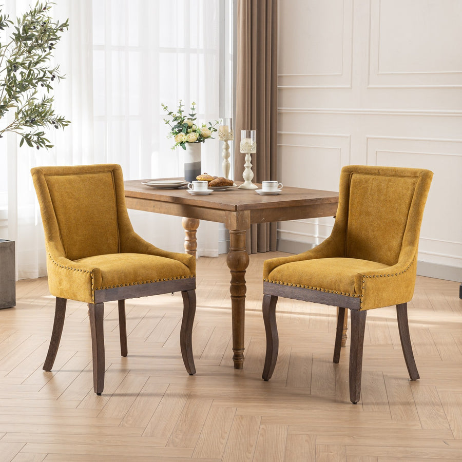 Golden Fabric Dining Chairs with Gold Legs (Set of 2)