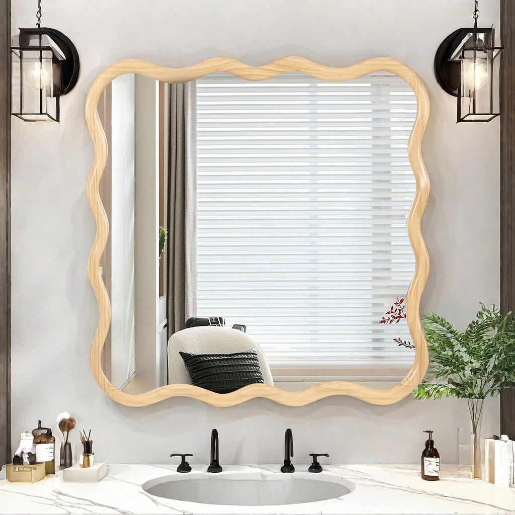 Natural Oak Wave Frame Wall Mirror