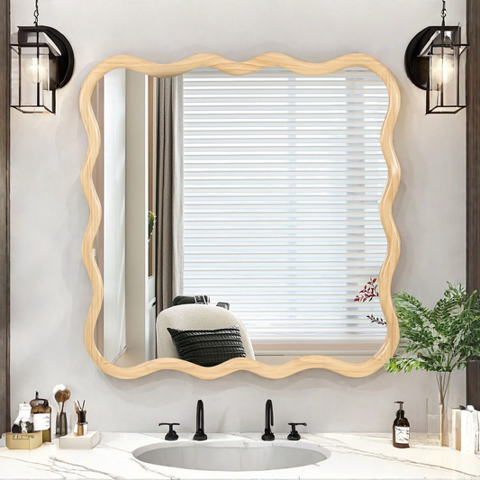 Natural Oak Wave Frame Wall Mirror