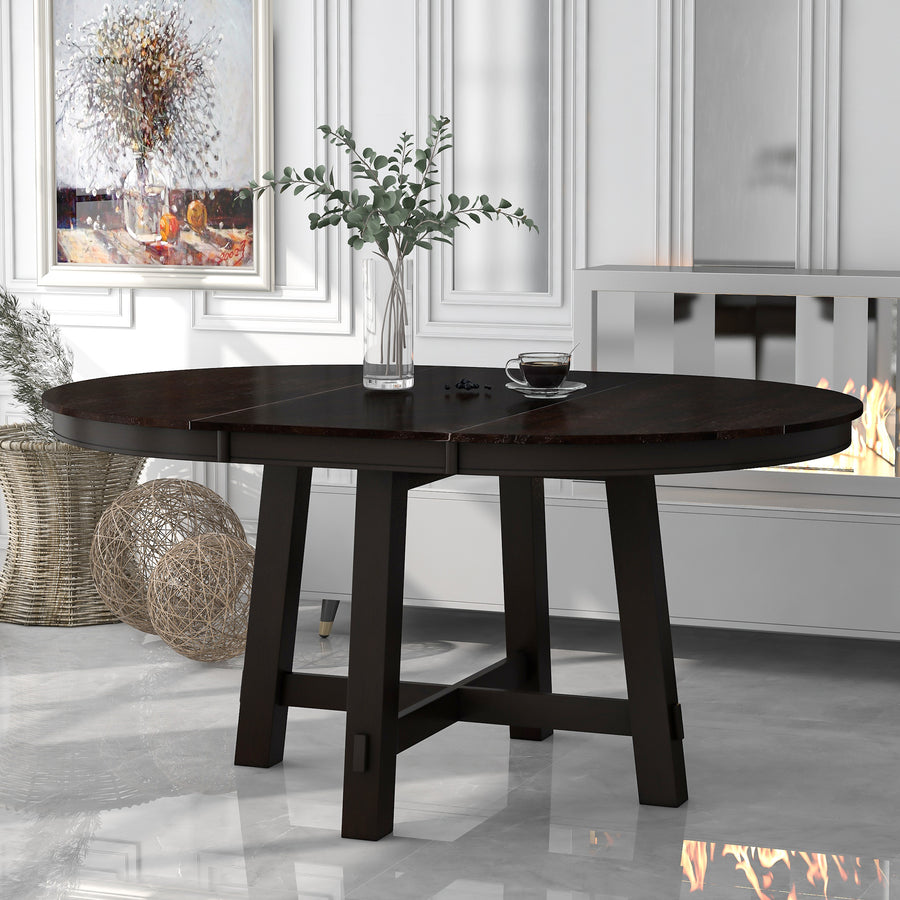Gia Round Extendable Dining Table with 16' Leaf Wood - Espresso - detail view 2
