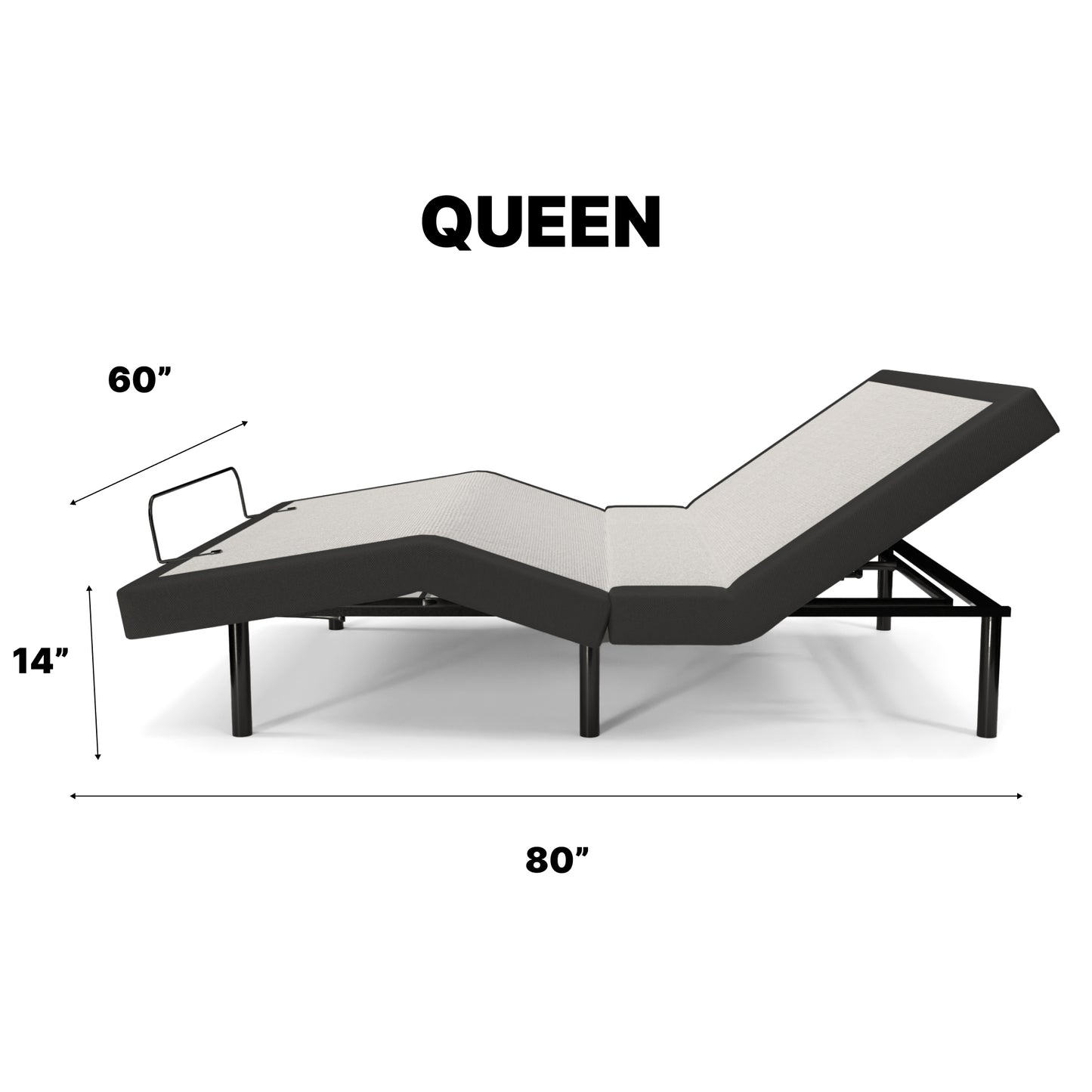 Ghostbed Adjustable Base Queen - Dark Gray Metal Frame with Massage - detail view 3
