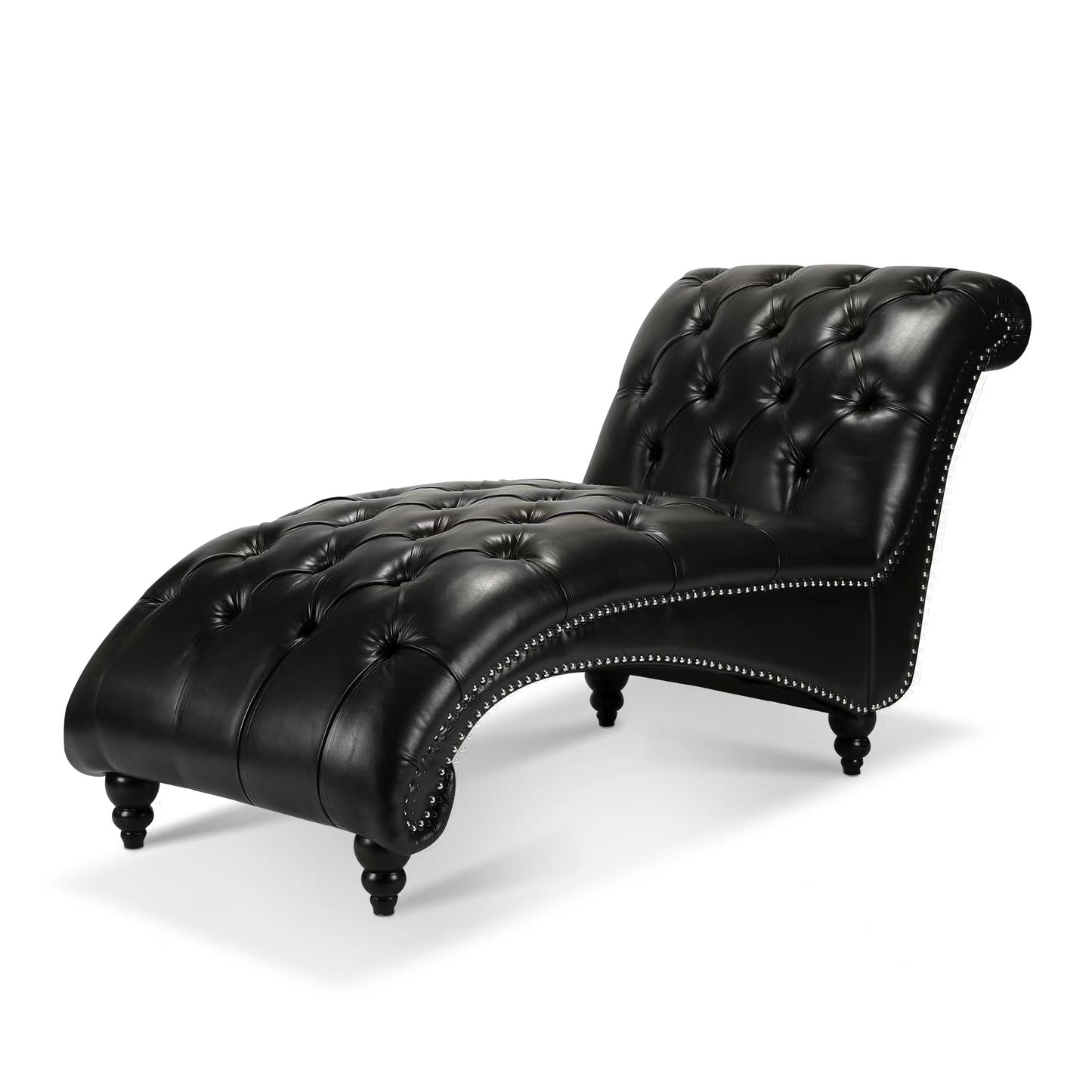 Tufted Armless Chaise Lounge - Black - detail view 3