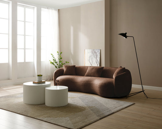 Mid Century Modern Curved Living Room Sofa - Brown - detail view 7