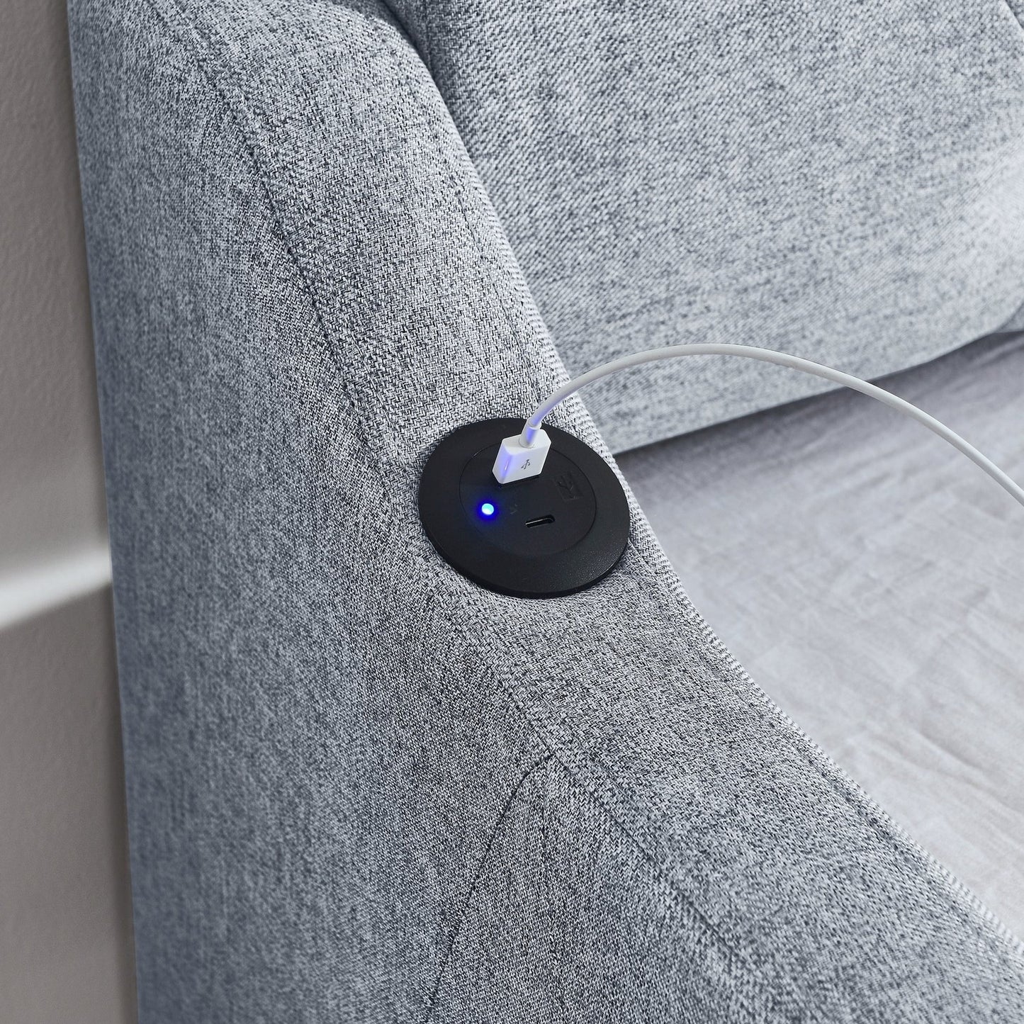 Piper Twin Size Linen Daybed with Pop-up Trundle, Gray