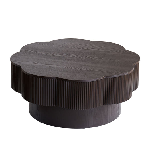 Modern Plum Blossom Shaped Coffee Table with Storage in Dark Brown - primary color shot