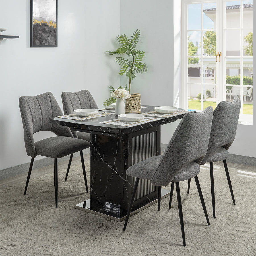Black Metal Dining Room Table with Black Legs - primary image