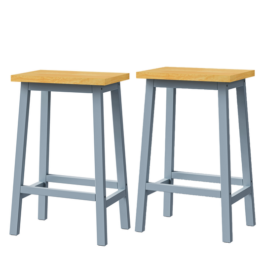 K&k Solid Wood Bar Stools (not Cheap Iron) - Grey & Blue - detail view 2
