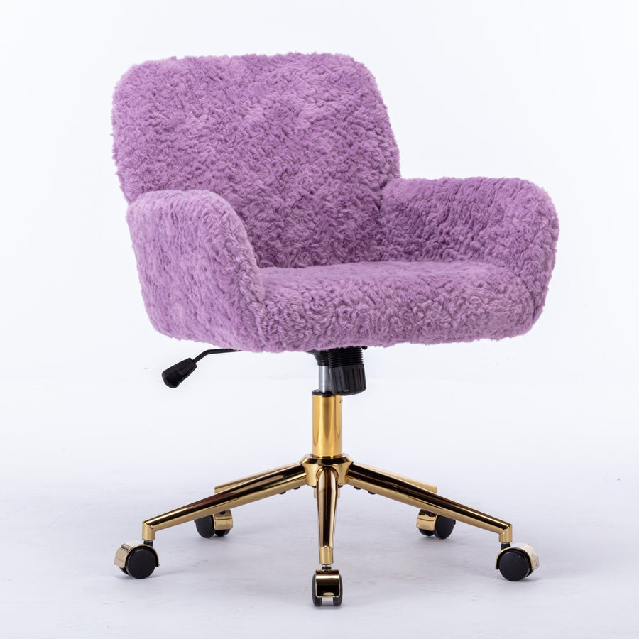 Violet Velvet Office Chair with Gold Legs