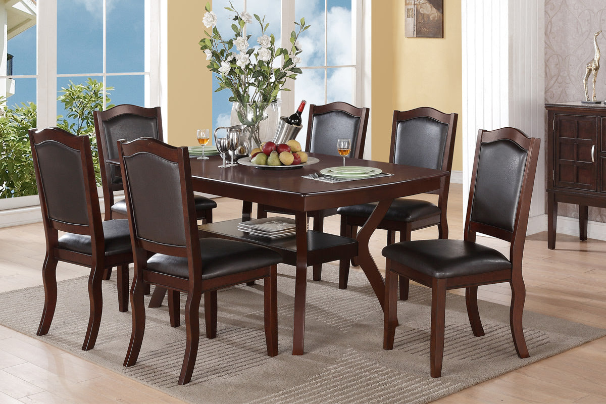 Charlotte Traditional Solid Wood Dining Chairs with Leatherette Padded Seats Set of 2 , Dark Brown