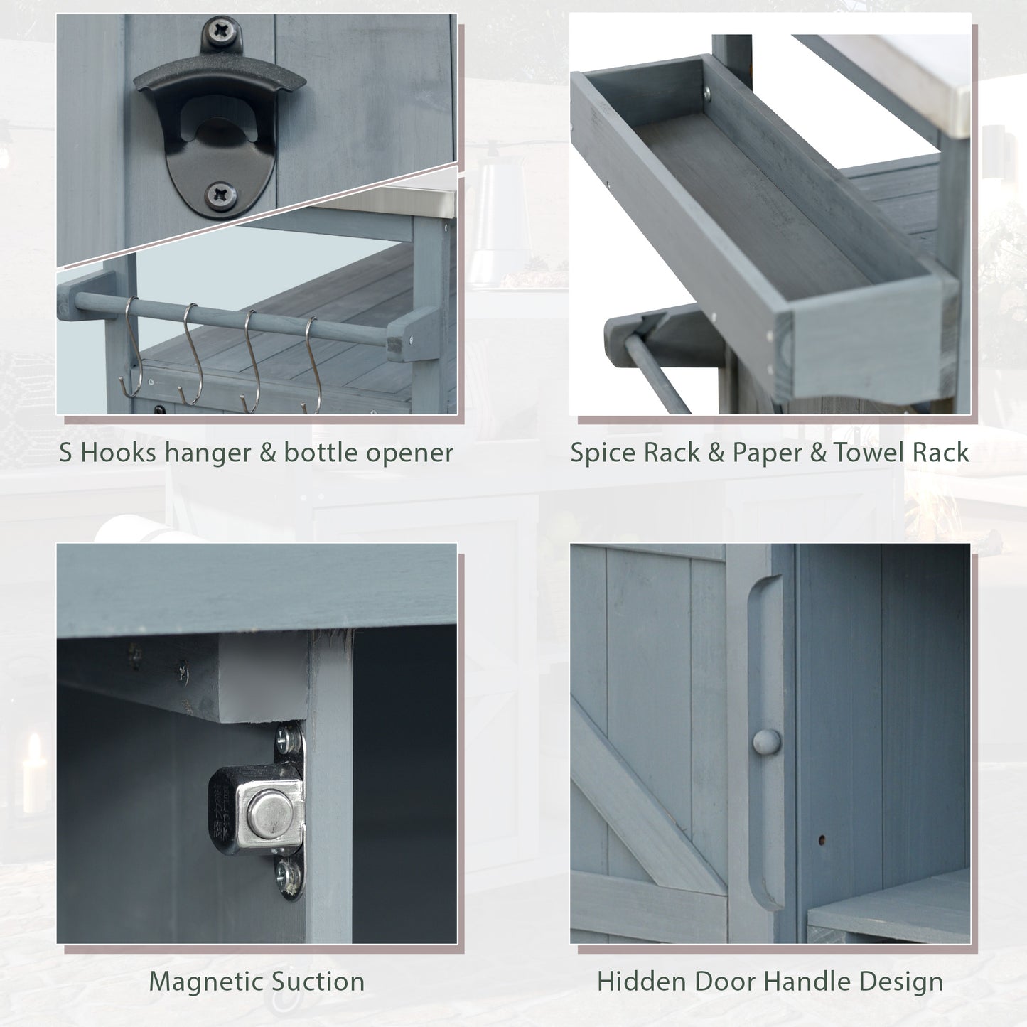 K&k Outdoor Kitchen Island - Grey & Blue - detail view 7