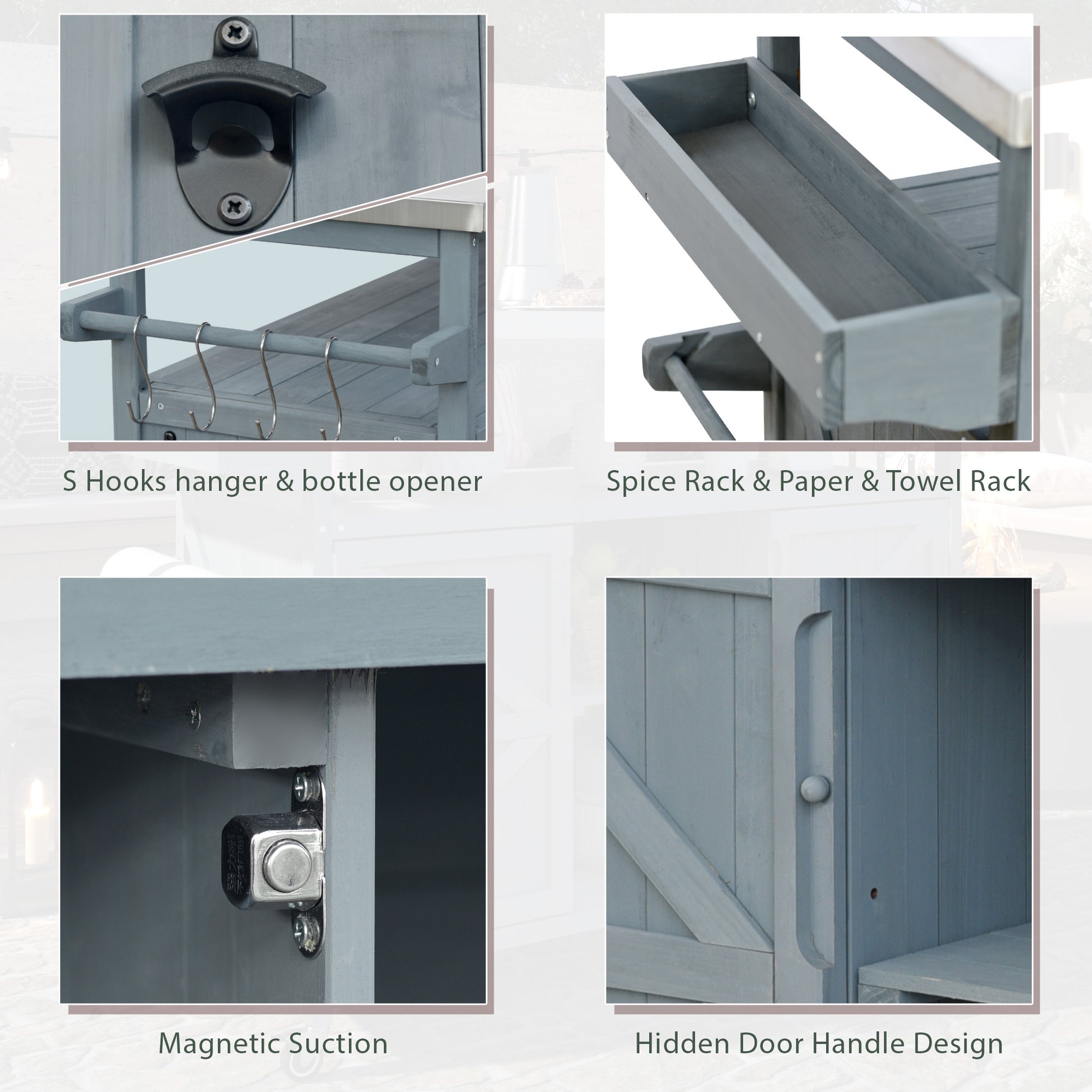 K&k Outdoor Kitchen Island - Grey & Blue - detail view 7