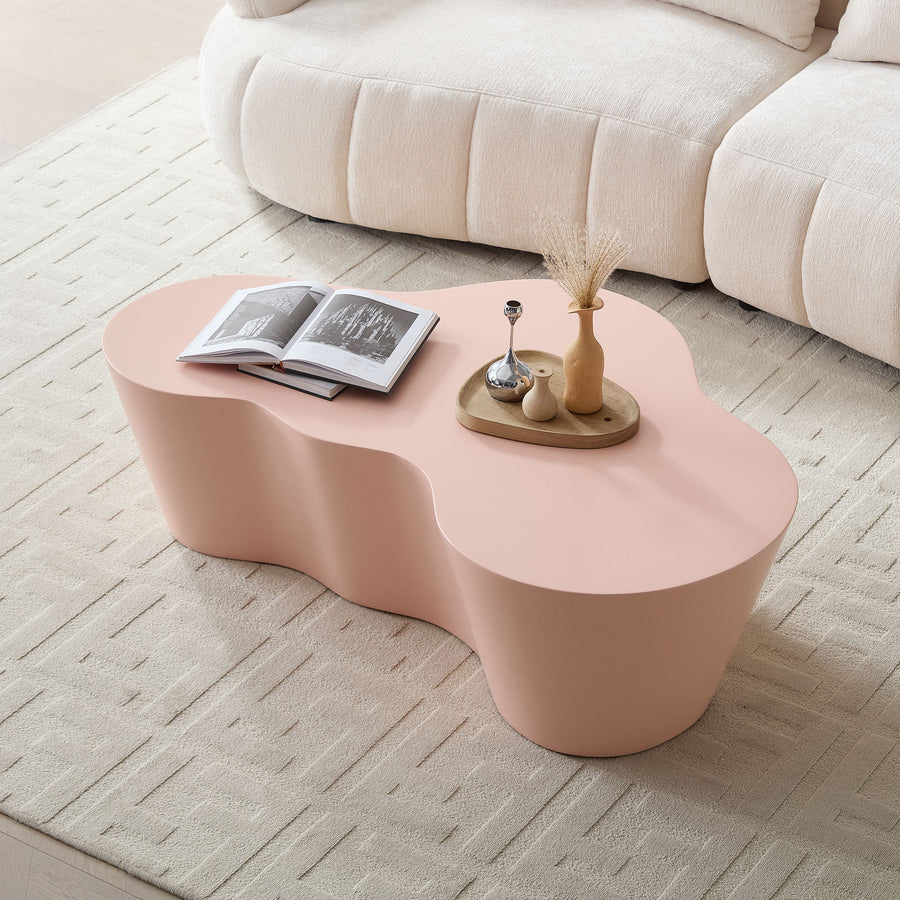 50" Unique Shape Coffee Table Sturdy Fiberglass Tea Table - Pink - primary color shot