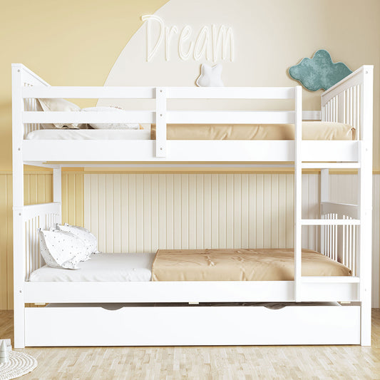 Full over Full Bunk Bed with Twin Size Trundle and Ladder-White(old Sku: Lt000204aak) - primary color shot