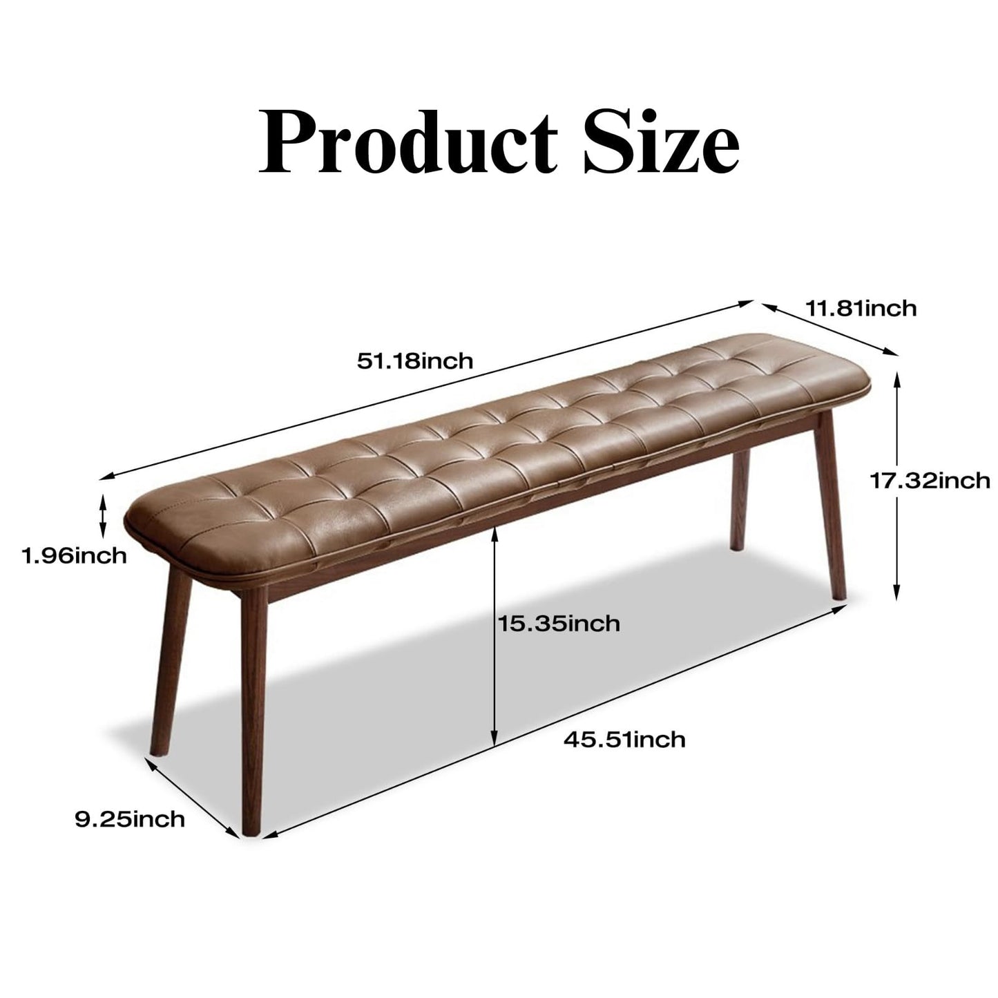 (brown) Natural Oak Wood for Dining Bench Table Bench - detail view 7