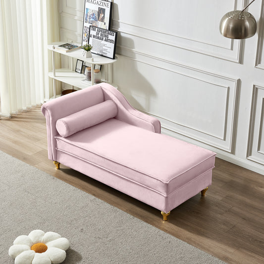 Modern Upholstery Chaise Lounge Chair with Storage Velvet (pink) - detail view 2