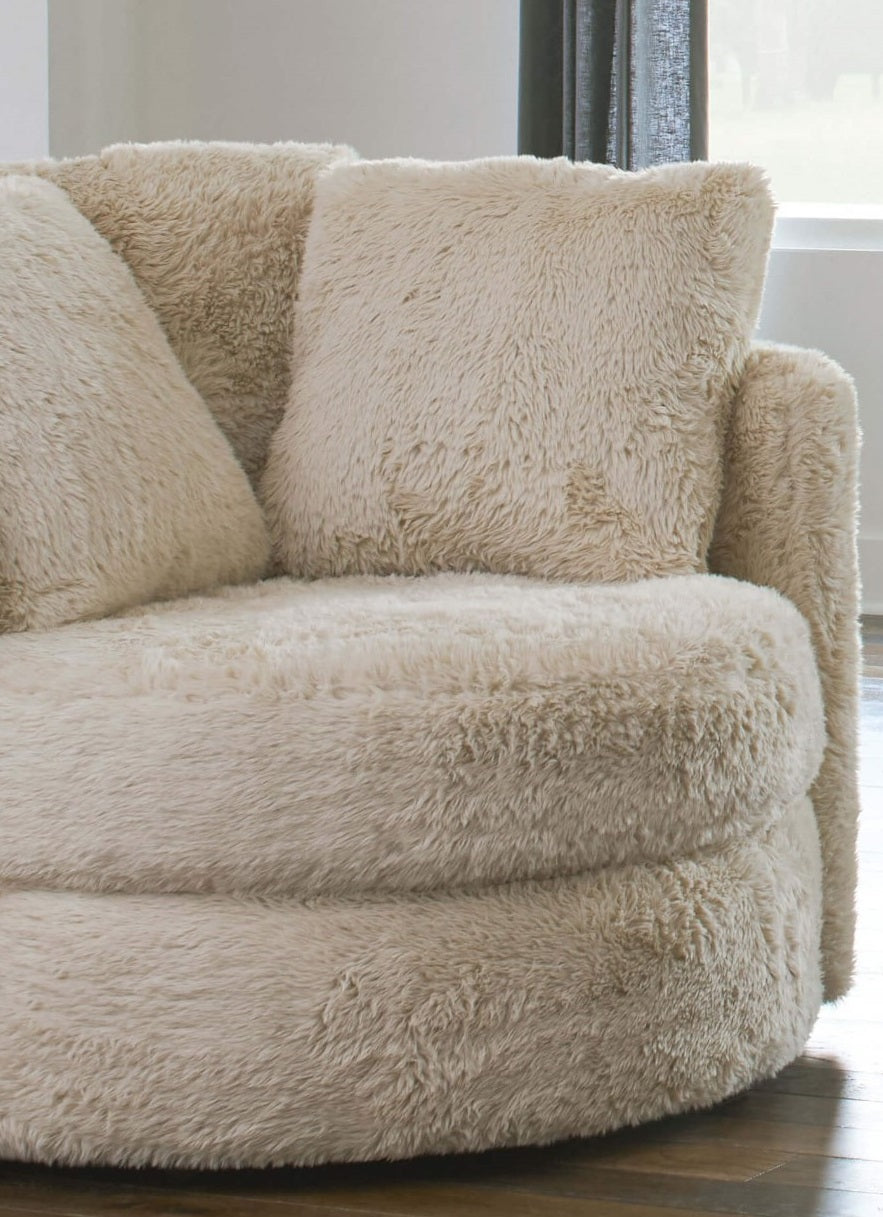 FOA Cochrane Contemporary Faux Fur Fabric Accent Chair - Cream/Beige